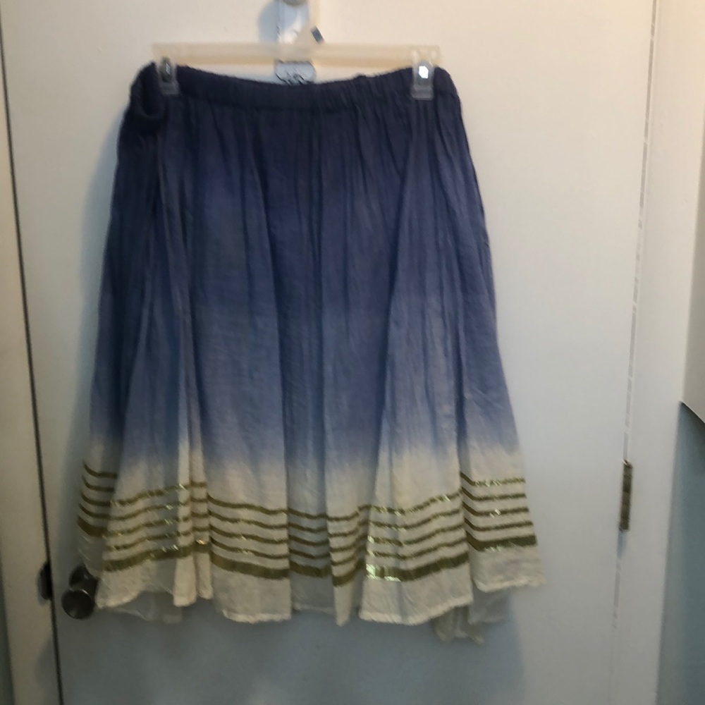 Blue white and gold stripe skirt